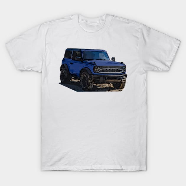 2021 Antimatter Blue Ford Bronco 2 Door T-Shirt by Woreth